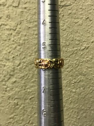 Vintage Wed - Lok 14k Yellow Gold Ring W/rose Gold Accents Size 6 6.  8g