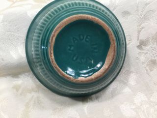 Vintage,  U.  S.  A.  Ribbed Pottery Stoneware Mixing Bowl,  Green Ribbed Stoneware Bowl