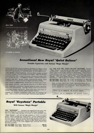 1954 Paper Ad 3 Pg Smith Corona Royal Keystone Portable Typewriter Remington