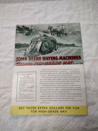 1934 John Deere Haying Machines Fold Out Sales Brochure 3