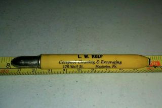 Vintage L.  W.  Kulp Manheim Pa Advertising Bullet Pencil