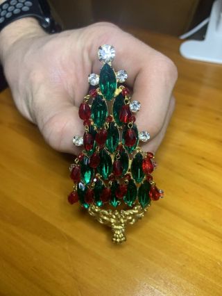 Signed Vintage Miriam Haskell Christmas Tree Brooch