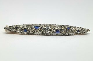 Antique 18k Gold Art Deco Brooch With Diamonds And Sapphires