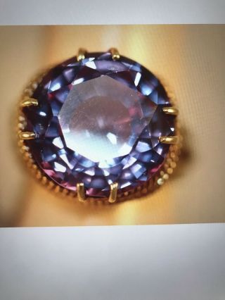 Heavy 18k Yellow Gold Color Change Sapphire Art Deco Victorian Engagement Ring