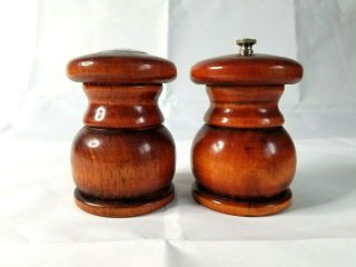 Vintage Wooden Salt Shaker And Pepper Mill Baribocraft Canada 4 " Tall