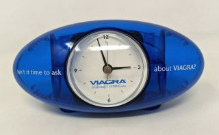 Viagra Blue Plastic Pill Analog Doctor Office Desk Clock Advertising Promo Fp20