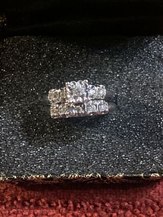 Vintage 14k White Gold Diamond Engagement Wedding Ring Set Sz 9 Am - G 1.  55 Tcw
