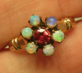 10k Antique Vintage Opal Art Deco Victorian Edwardian Halo Ring Rare Wow