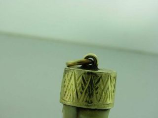 18K Yellow Gold Hand Engraved Tiger tooth Charm Pendant 1112200 6