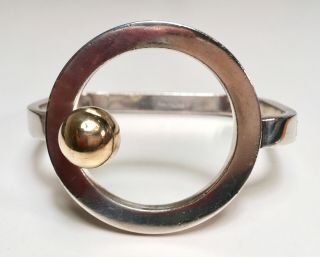 José Puig Doria Modernist Sterling Silver,  18k Gold Bracelet Bangle Geometric