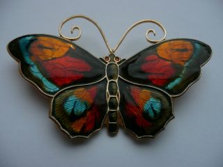 Norwegian Silver Enamel Butterfly Brooch Large (6.  3cm) David Andersen