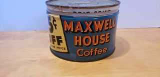 Vintage Maxwell House Coffee Tin Can W/lid