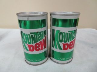 2 VTG MOUNTAIN DEW CANS PULL TOP ONE NEVER OPENED 3