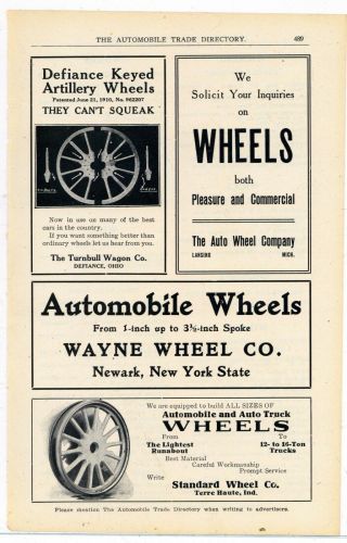 1912 Turnbull Wagon Co.  Ad: Defiance Keyed Artillery Wheels - Defiance,  Ohio