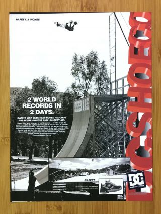 2002 Dc Shoes Danny Way World Records Print Ad/poster Official Skateboarding Art