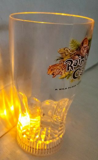 Rainforest Cafe Plastic Glass Cup With Light Up Colorful Base Wild Place 7 