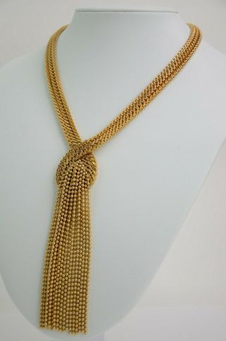 Authentic Christian Dior 1974 Germany Vintage Gold Tone Choker Necklace Tassel