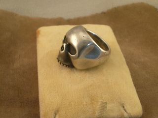 Vintage Custom Memento Mori Silver Skull Ring 38g Sz 9