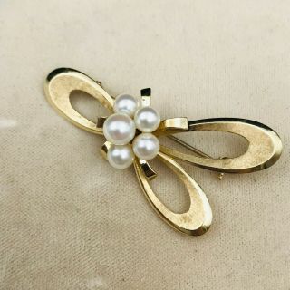 Vintage 14k Gold Mikimoto Cultured Pearl Brooch Pin