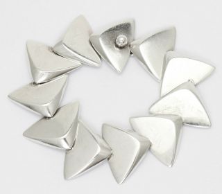 Vintage Hans Hansen SIGNED Sterling Silver Danish Modernist Triangle Bracelet 2
