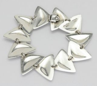 Vintage Hans Hansen SIGNED Sterling Silver Danish Modernist Triangle Bracelet 3