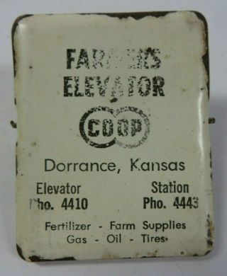 Vtg Metal Magnetic Paper Clip Binder Advertising Farmers Co - Op Dorrance,  Kansas