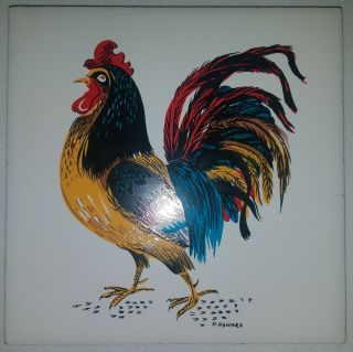 P Howard Rooster Tile Trivet Hand Painted Screencraft Cape Cod