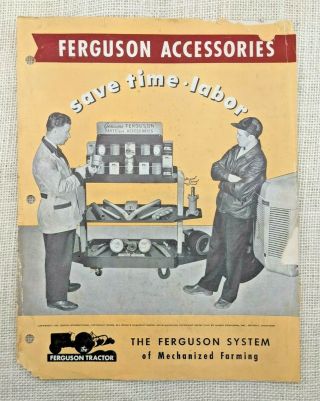 Vintage 1950 Ferguson Tractor Accessories Tri - Fold Brochure - Ferguson System