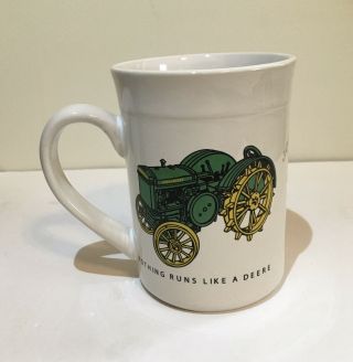 John Deere Gibson 14oz White Coffee Mug Cup " Nothing Runs Like A Deere " Licensed