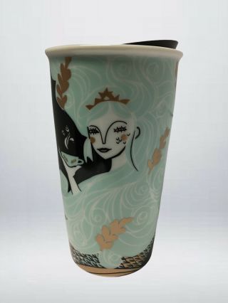 Starbucks Anniversary Mermaid Travel Ceramic Cup 12 Oz.  2018.  Very