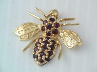 Vintage Solid 14k Gold & Ruby Insect Bumble Bee Charm