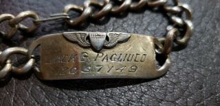 WWII Sterling Silver Military pilots Identification Curb Cuban ID Bracelet 2