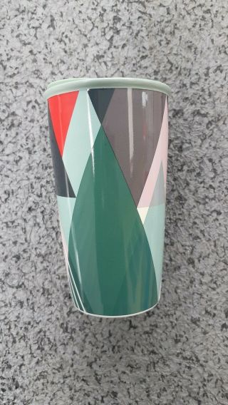 Starbucks Holiday Christmas Tree 12 oz Ceramic Tumbler 2016 Green White Red 2