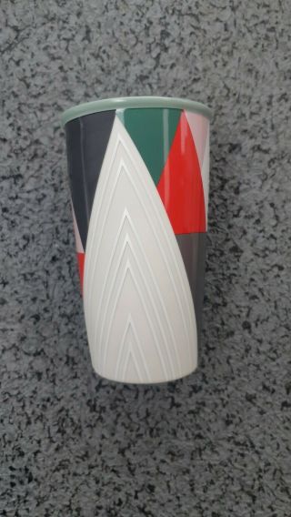 Starbucks Holiday Christmas Tree 12 oz Ceramic Tumbler 2016 Green White Red 3