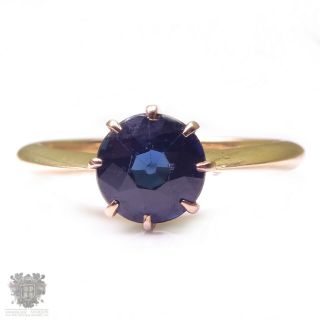 Vintage Solid 18ct Gold 1ct Natural Blue Sapphire Solitaire Ring