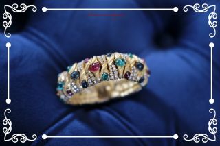 Ciner 18k Gold Plated Emerald Ruby Sapphire Bracelet Marked