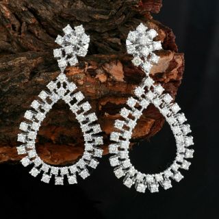 Tear Drop Dangle Vintage Art Deco Wedding Earrings 14k White Gold 1.  9 Ct Diamond