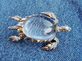 Crown Trifari Alfred Philppe Sterling Jelly Belly Turtle Pin 1940 