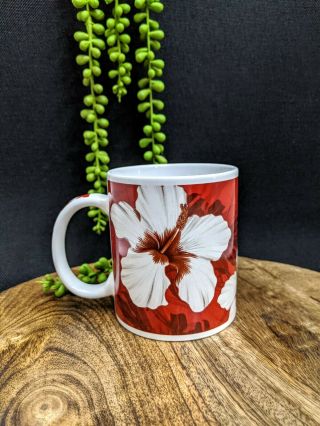 Nostalgia Hibiscus Red Coffee Tea Mug Cup Abc Stores 2003 Tropical Flower Floral