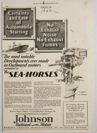 1929 Print Ad Johnson Sea - Horse Outboard Motors 4 Cylinder 32 - Hp Waukegan,  Il