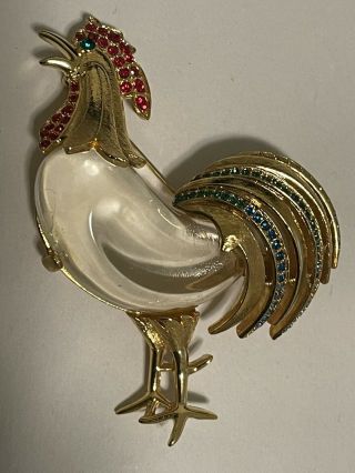 Trifari Jelly Belly Rooster Pin Brooch Vintage