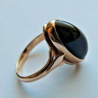 Vintage Soviet Russian 583,  14k Solid Gold Ring With Black Onyx Size 7