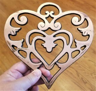 Round Up From The Heart Shaped Metal Trivet Iron Copper Color Pampered Chef 2006