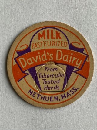 David’s Dairy Milk Bottle Cap Methuen Massachusetts Ma Mass