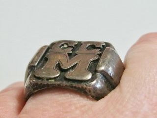 ARTS AND & CRAFTS STERLING SILVER C C M SIGNET INITIAL LETTER MONOGRAM MENS RING 6