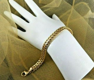 Vintage B&m Italy Bracelet Unique Fancy Link Jewelry Solid 14k Yellow Gold 6.  5 "