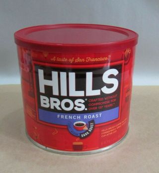 Empty 24 Oz Hills Bros Brothers French Roast Coffee Can 5x6 Tin W Label S/h