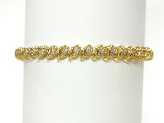 1ctw Diamond Solid Gold Bracelet Ladies Vintage Tennis Line 6.  75in