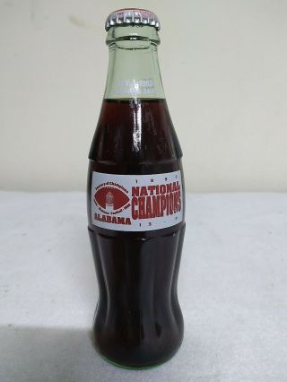Vintage Coca Cola Glass Bottle 8oz Classic Coke 1992 Alabama National Champions