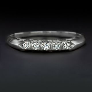 Vintage G Vs Diamond Wedding Ring Platinum Stacking Band 5 Stone Estate Natural